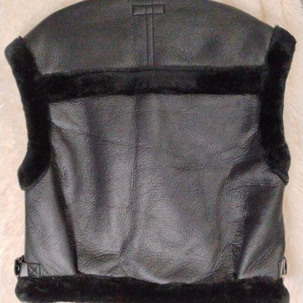 BLANKNYC Sherpa Moto Vest Faux Leather & Sherpa Trimmed Vest Size M NWT - Picture 7 of 14